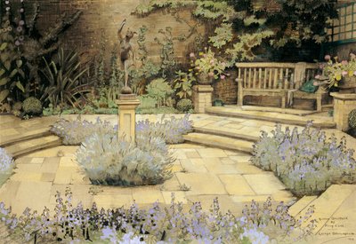 View of a Paved Garden with Beds of Lavender Designed by Percy Can, 1923 by George Sheringham